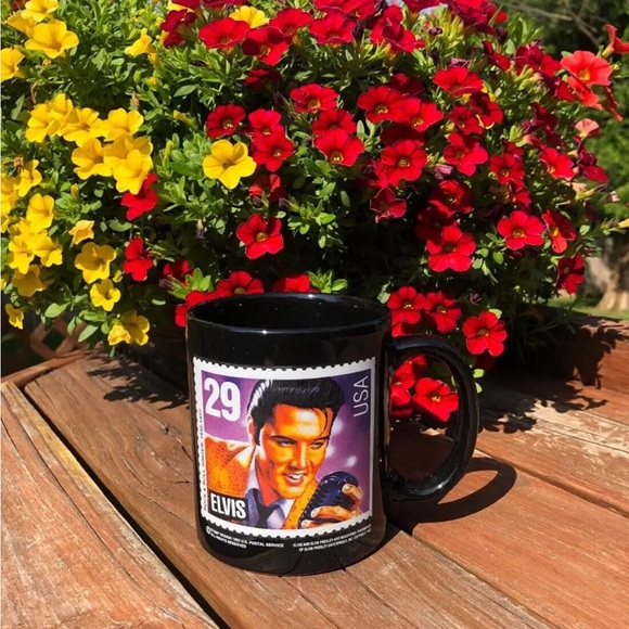 COPY - Elvis 29 Cent US Stamp Coffee Mug Cup Presley Enterprises Stamp Black Tea - Picture 1 of 6